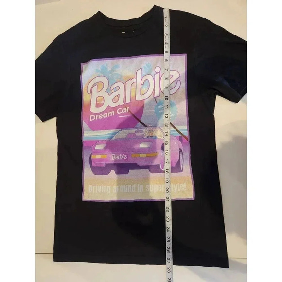 Barbie Dream Car Mens Size Small Black Pink T Shirt - Picture 6 of 6